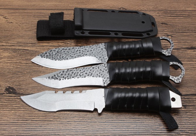 One-piece steel forged small hunting knife (k sheath)