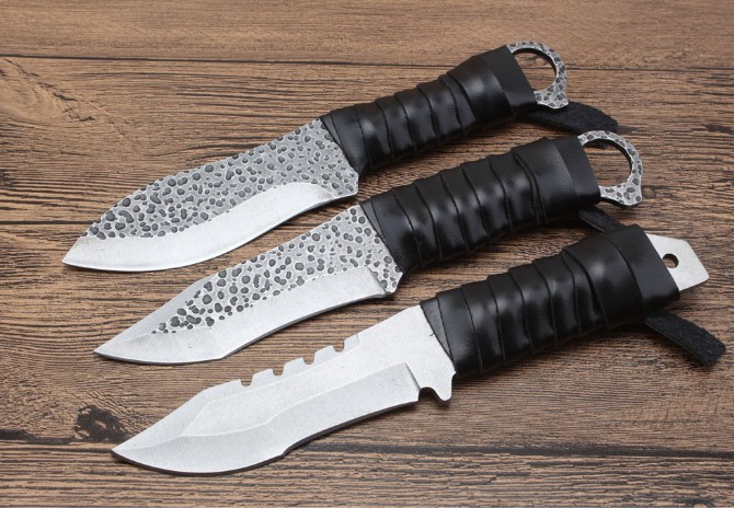 One-piece steel forged small hunting knife (k sheath)