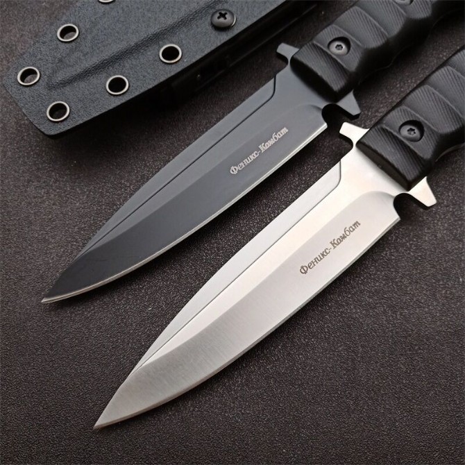 Small Russian-Black Phoenix tactical knife (sanded version and black titanium version)