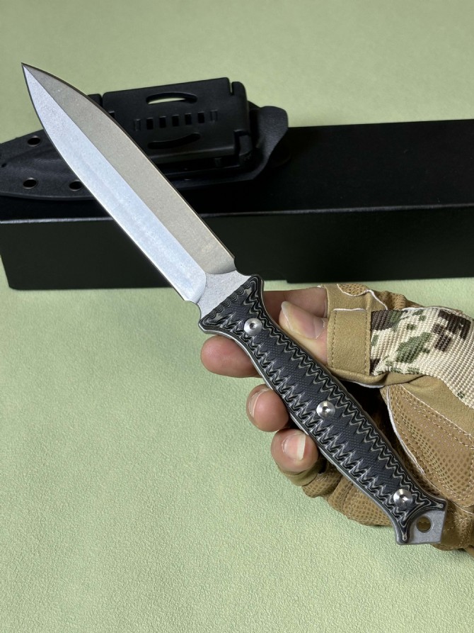 Bass double-edged classic tactical small straight knife