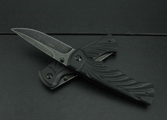 KT-037 black G10 folding knife