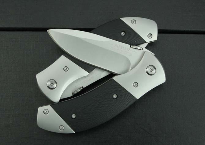 KT-039 double steel head black G10 handle folding knife