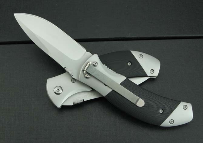 KT-039 double steel head black G10 handle folding knife