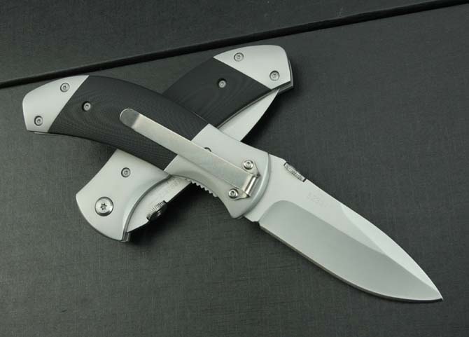 KT-039 double steel head black G10 handle folding knife