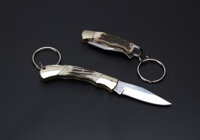 Slim Antler Handle - Mini Keychain Knife (Large)