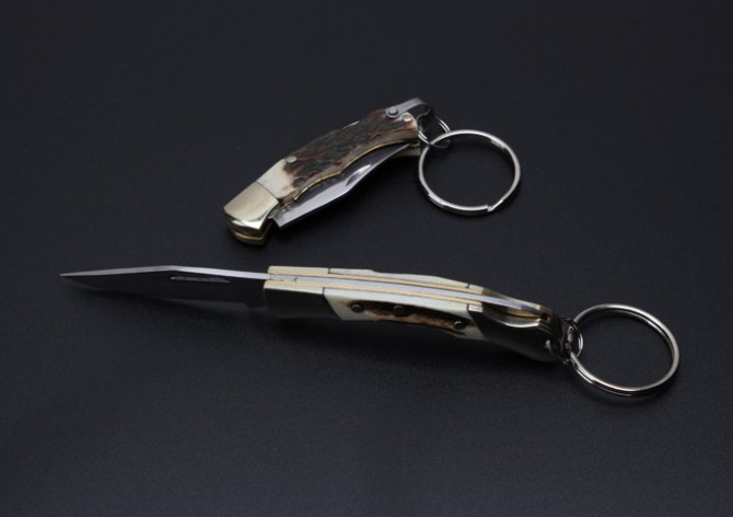 Slim Antler Handle - Mini Keychain Knife (Large)