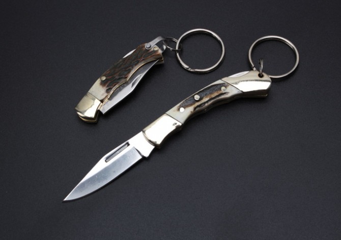 Slim Antler Handle - Mini Keychain Knife (Large)