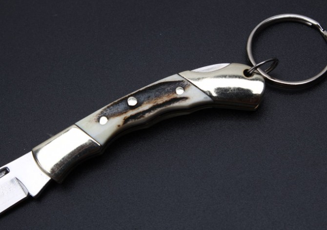 Slim Antler Handle - Mini Keychain Knife (Large)