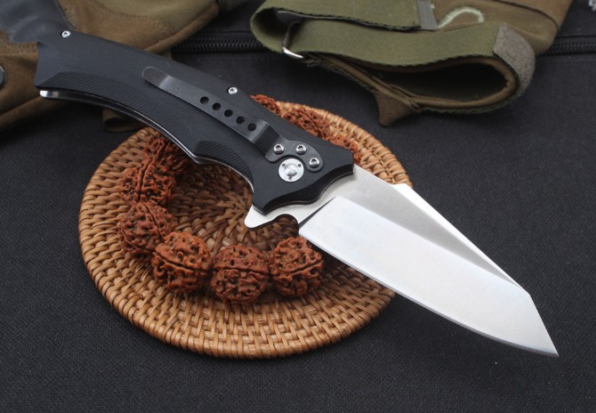 Snake head bearing quick opening folding knife (G10 handle)