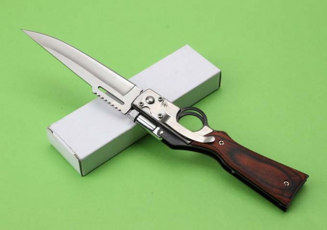 AK47 gun type jumping knife