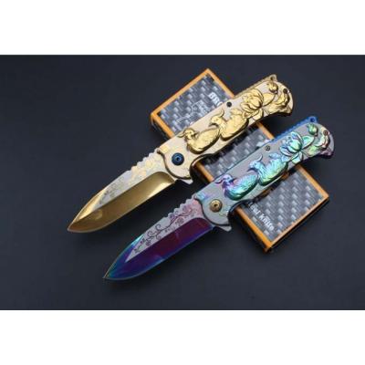 Browning-embossed mandarin duck quick-opening folding knife