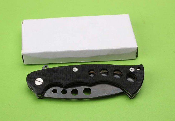 Double-bearing dog-leg quick-opening folding knife (flat handle stonewash version)