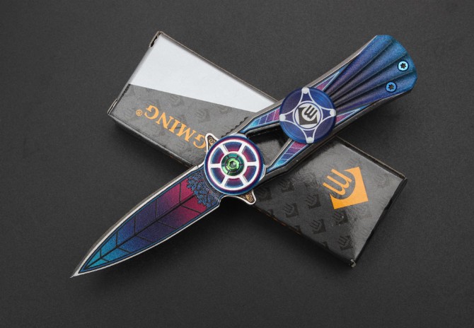 Foreign trade color titanium gyro folding knife