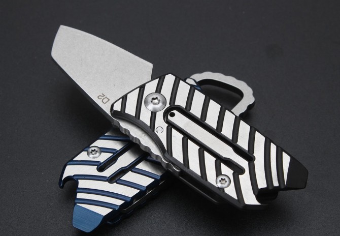 Small Zebra Keychain Knife with Titanium Handle