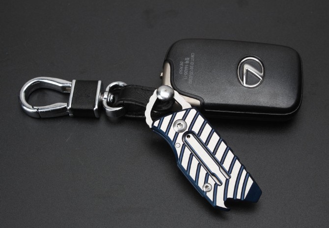 Small Zebra Keychain Knife with Titanium Handle