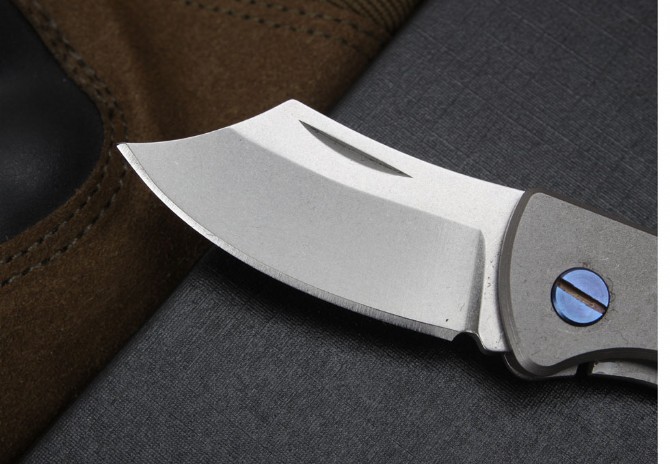 Titanium handle keychain hatchet knife (D2 steel)