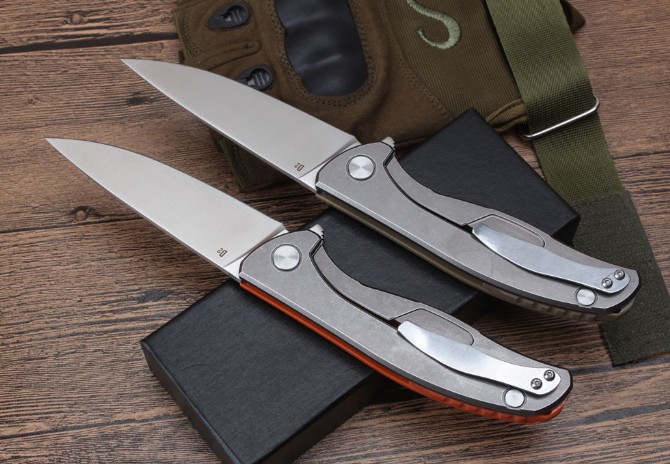 Bear head second generation folding knife (steel handle + G10)