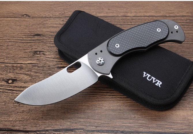 VUCR quick opening folding knife (titanium handle carbon fiber)