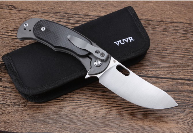 VUCR quick opening folding knife (titanium handle carbon fiber)