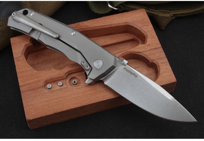 Steel Lion titanium alloy folding knife (packaged in wooden box with disassembly and assembly tools)