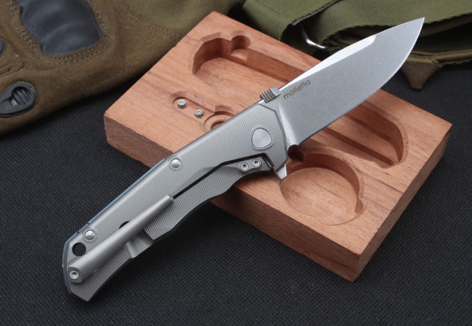 Steel Lion titanium alloy folding knife (packaged in wooden box with disassembly and assembly tools)