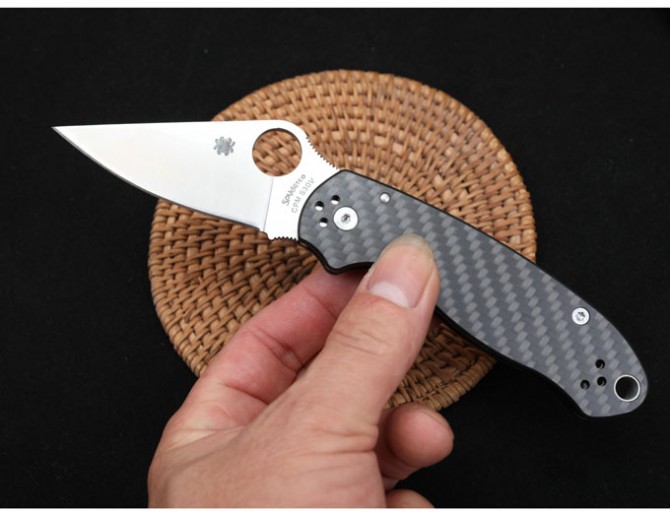 SPYDERCO Spider C223 bearing folding knife (carbon fiber handle and linen handle)