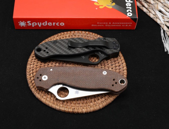 SPYDERCO Spider C223 bearing folding knife (carbon fiber handle and linen handle)