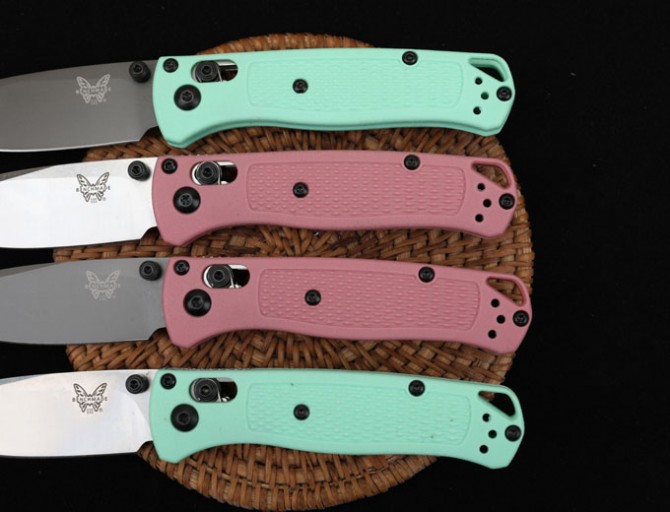 New version of butterfly 533 folding knife (pink handle - light green handle)