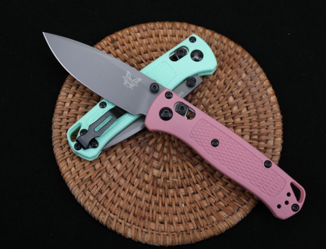 New version of butterfly 533 folding knife (pink handle - light green handle)