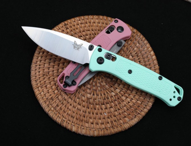 New version of butterfly 533 folding knife (pink handle - light green handle)