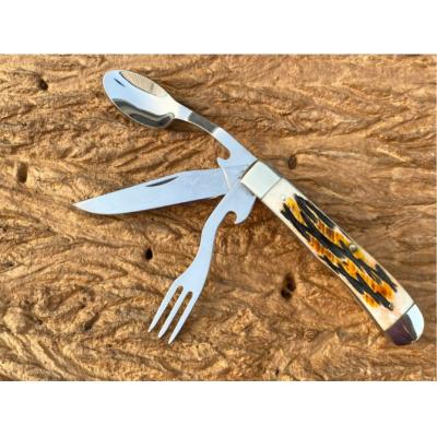 Double steel head antler multi-purpose folding knife (detachable)