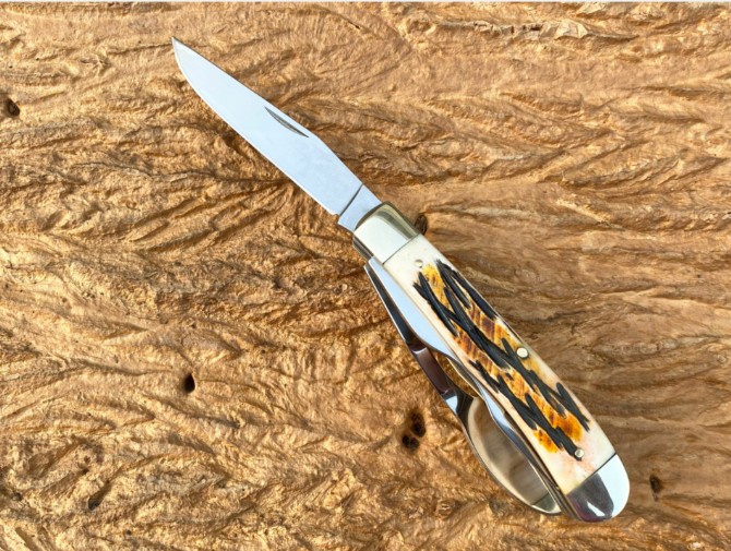 Double steel head antler multi-purpose folding knife (detachable)