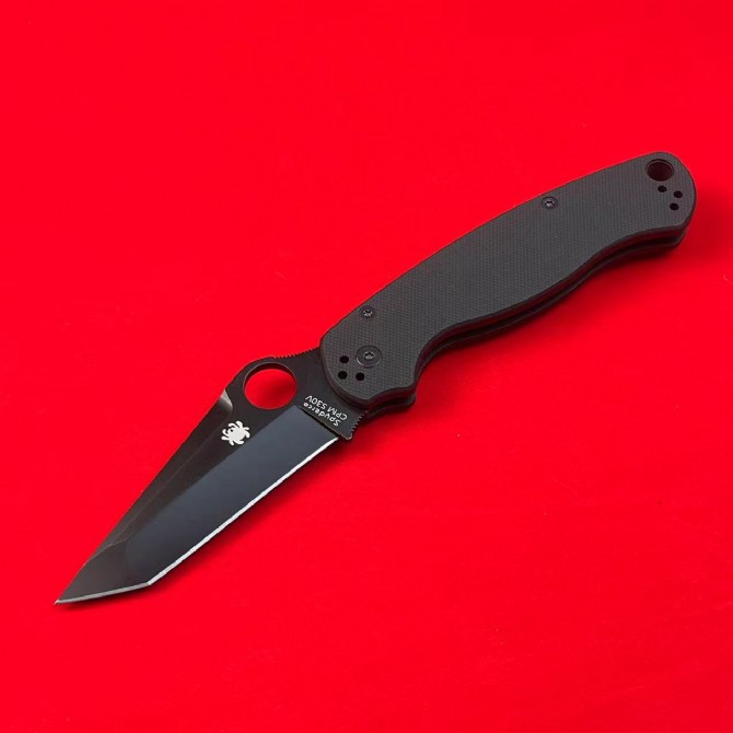 Spider C81 bearing folding knife (black G10 handle)