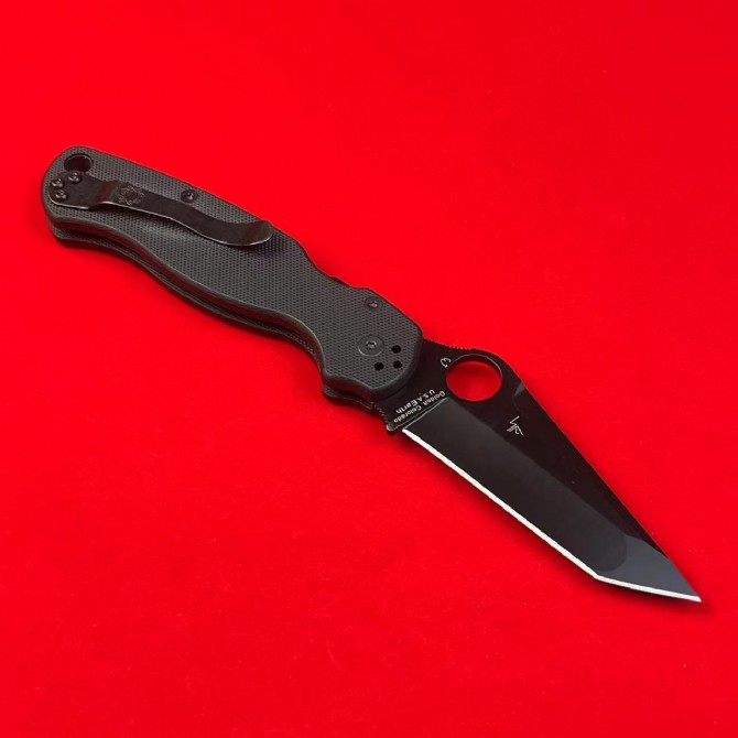 Spider C81 bearing folding knife (black G10 handle)