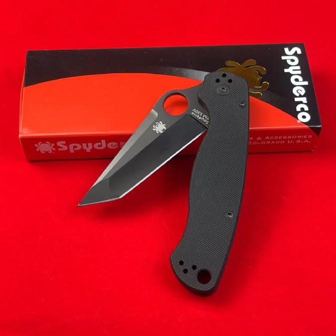 Spider C81 bearing folding knife (black G10 handle)