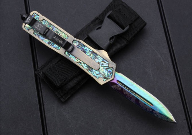 Abalone shell titanium plated version (gold double blade)