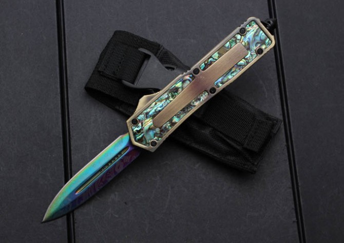 Abalone shell titanium plated version (gold double blade)