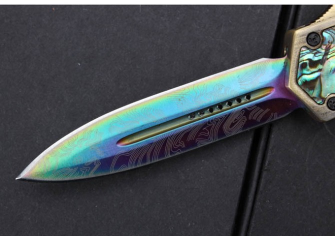 Abalone shell titanium plated version (gold double blade)