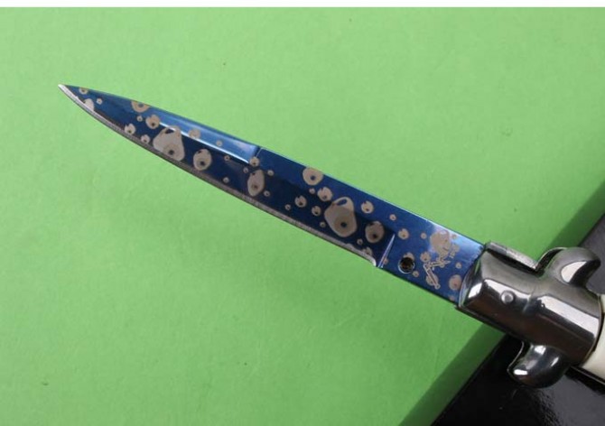 2016 new version 9-inch AKC Italian Mafia jumping knife (imitation blue dot)