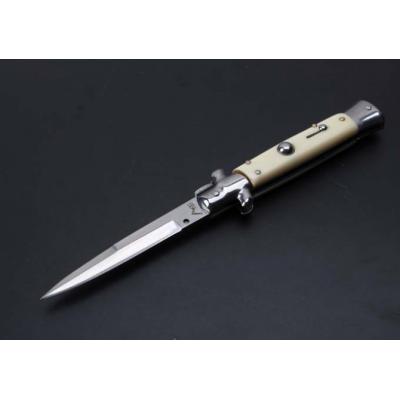 2016 new version 9-inch AKC Italian Mafia jump knife (imitation ivory white blade)