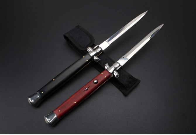 13-inch Mafia Jump Knife (Colored Wooden Handle)