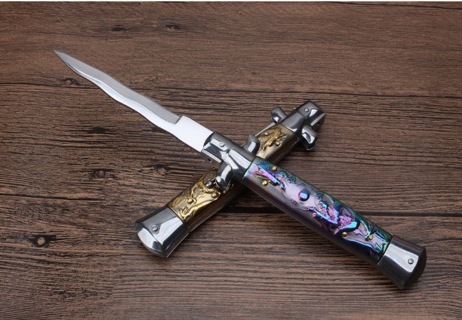 Tiehua auspicious dragon 11 inch mafia jumping knife