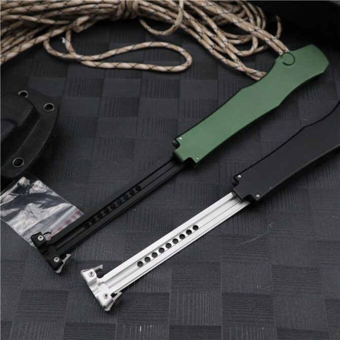 American Microtech 150-10 HALO V 6 pop-up knife (pointed green handle black handle)