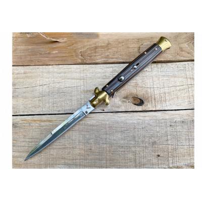 11-inch Italian AKC classic jumping knife-black pistol bayonet (striped colored wooden handle)