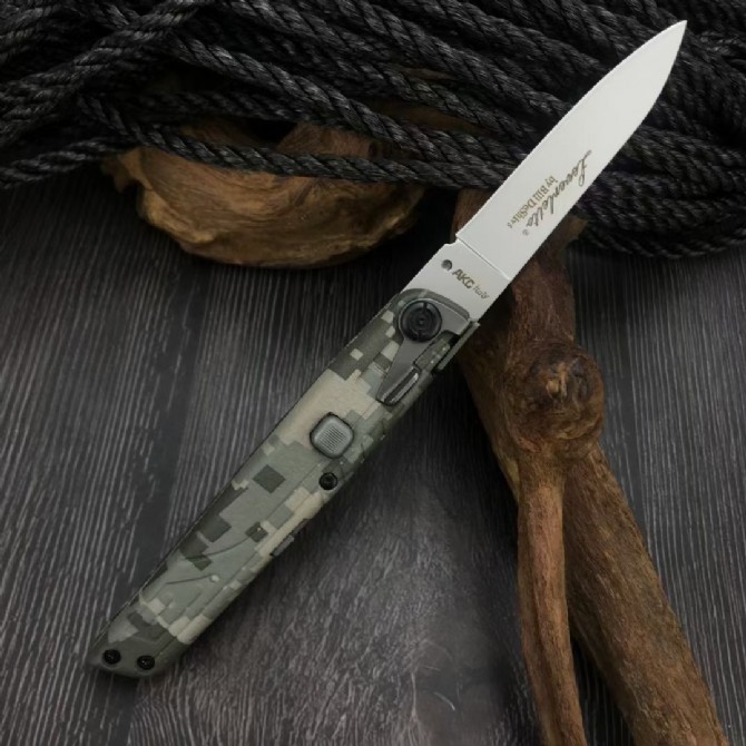 Plastic handle AKC jump knife. (camouflage version)