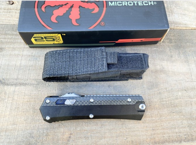 New Microtech Zombie Jump Knife (Damascus Carbon Fiber Handle)