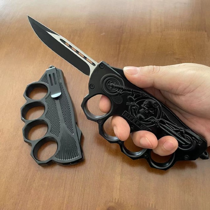 2024 Latest Harley-Davidson Bike Gloves Straight Out Bracelet Knife (Black Version)