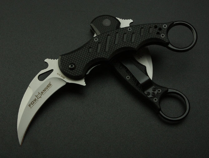 Fox-690 Claw Folding Knife (Black and White)