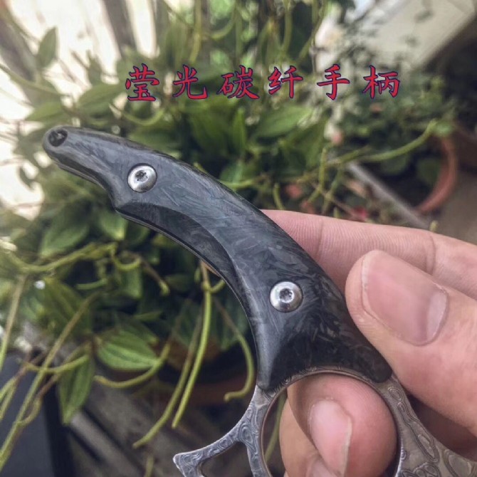 One-piece Damascus-Shark Yingguang carbon fiber handle