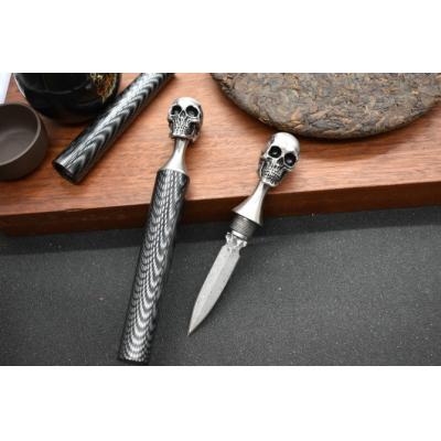 Damascus - Steel Skull Skeleton (also known as Skull Tea Knife)